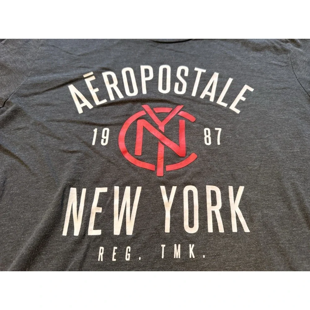 Aeropostale Mens‎ New York 1987 Graphic T-Shirt Charcoal Gray Large Short Sleeve